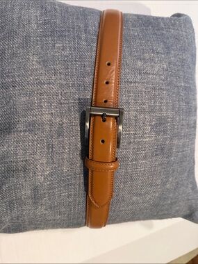 Pino Baldini Classic Tan Leather Belt with Polished Metal Buckle